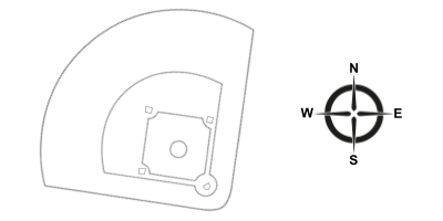northwest outline of baseball field