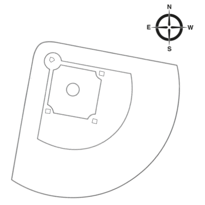 outline of baseball stadium facing southeast