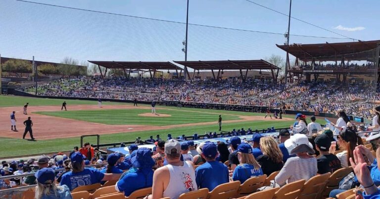 Fans in the sun at a baseball game