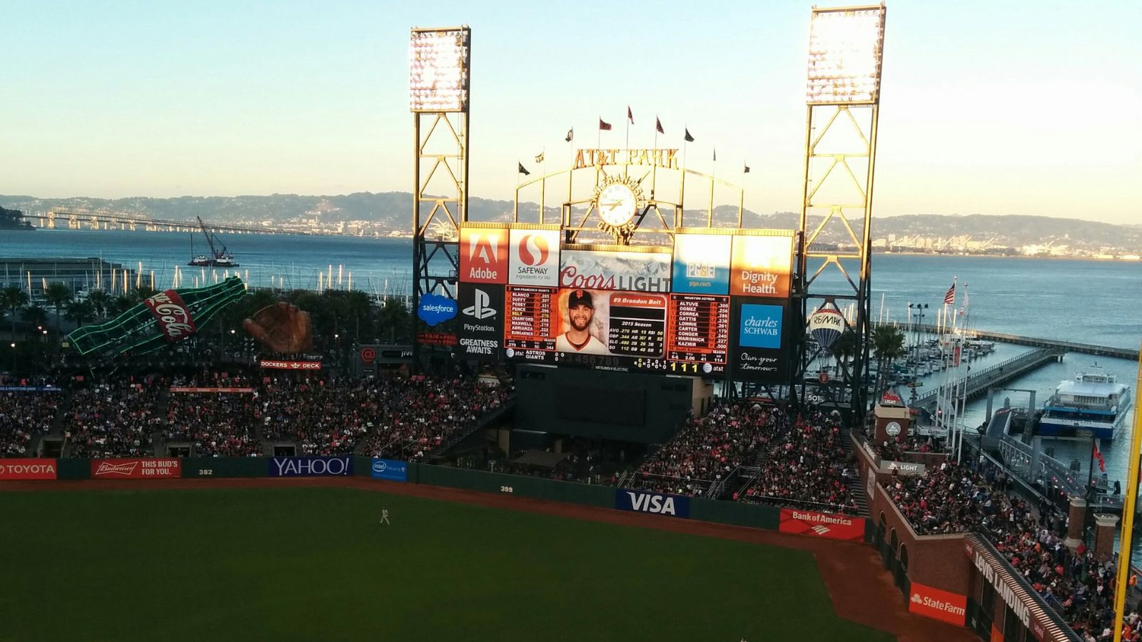 picture of the scoreboard at Oracle Park