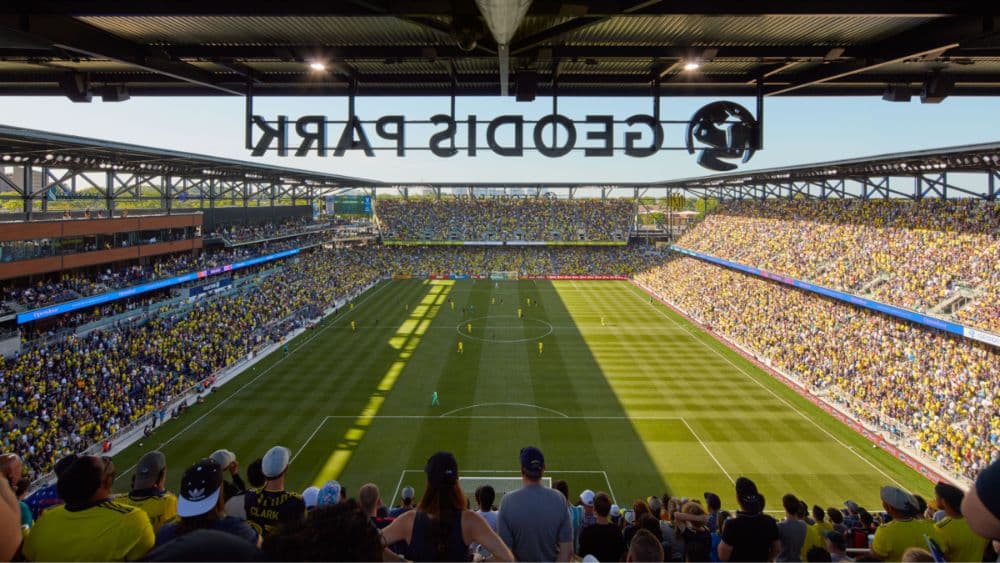 Geodis Park in the shade.