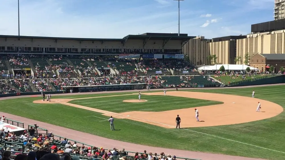 ESL Ballpark seats in the shade