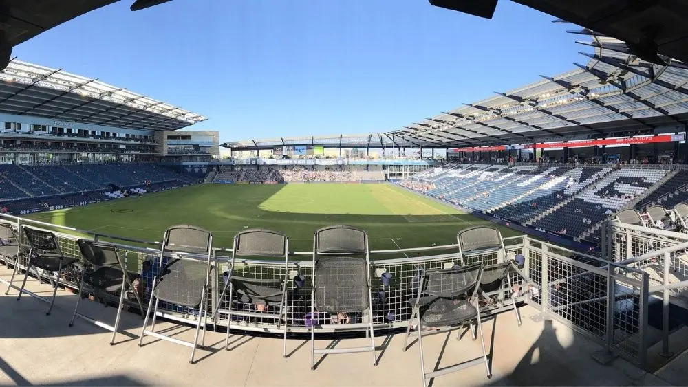 Shaded seats at sporting park